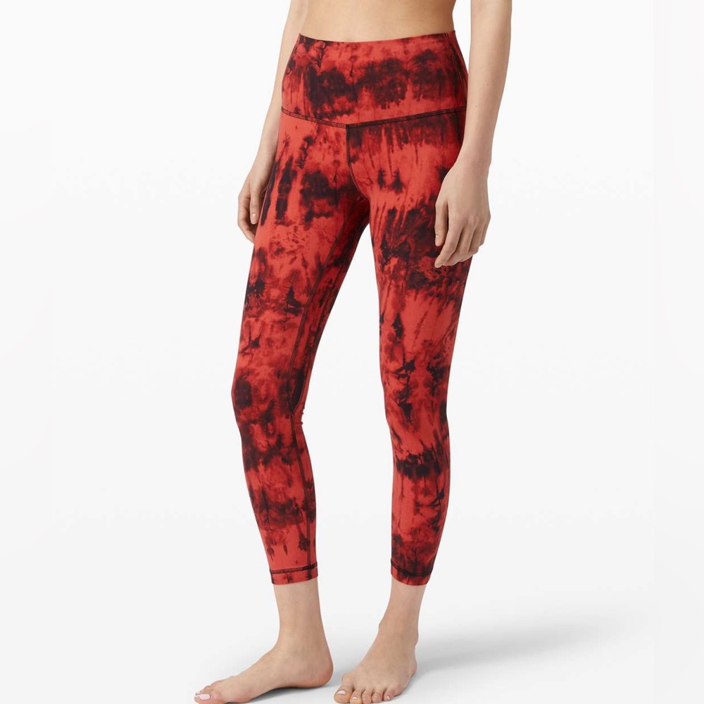 Lululemon Align Pant II 25” Game Day Red Black Multi High Rise Leggings Size 6‎